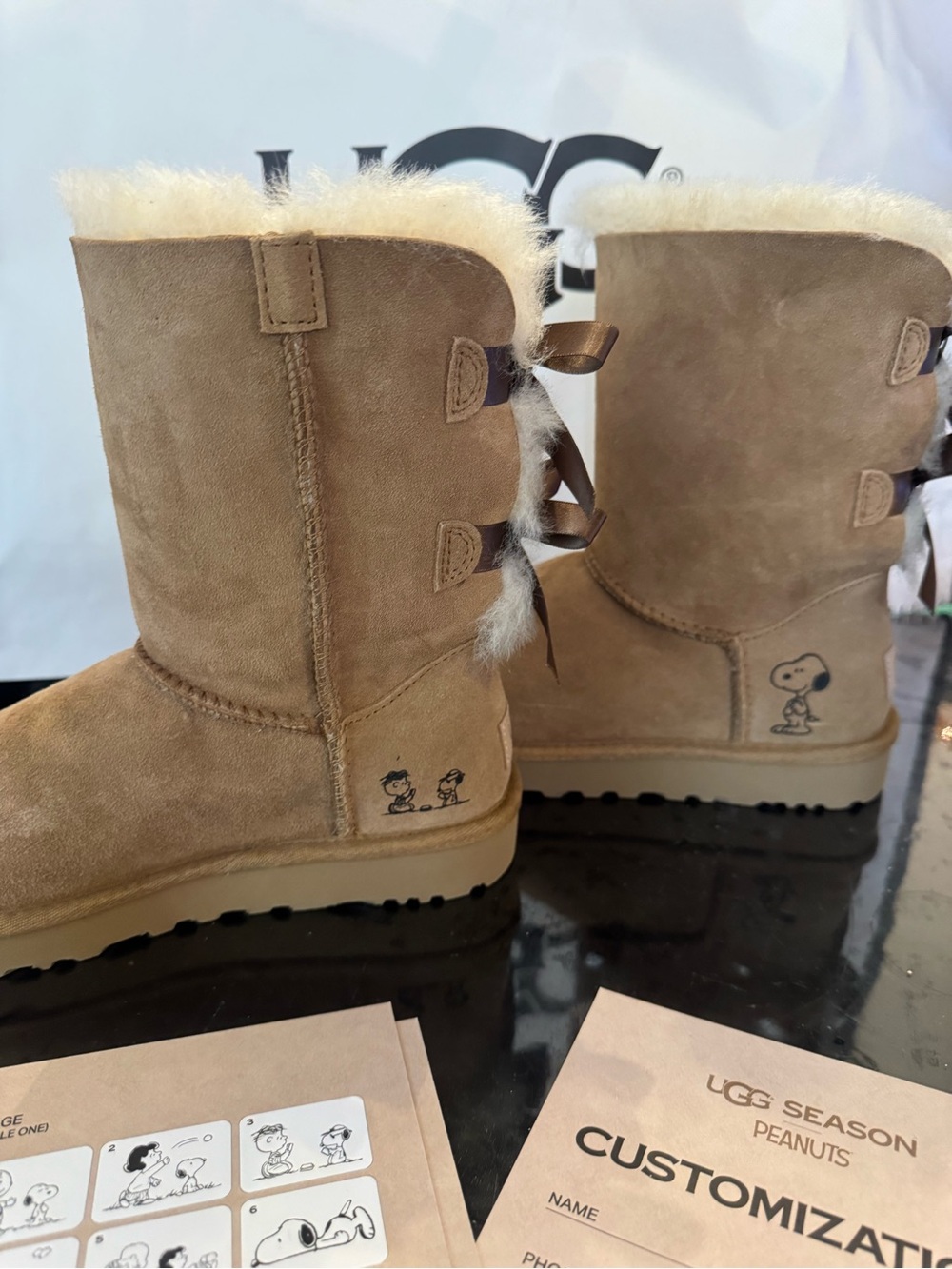 UGG Classic Boots in Chestnut with Peanuts Customization